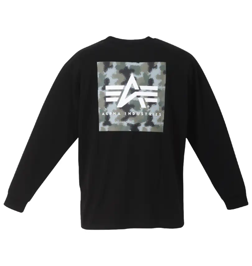 大きいサイズ BOX FLYING A-MARK CAMO PATTERN長袖Tシャツ ALPHA INDUSTRIES アルファ インダストリーズ 大きいサイズのメンズ服通販ミッド 1288-3330