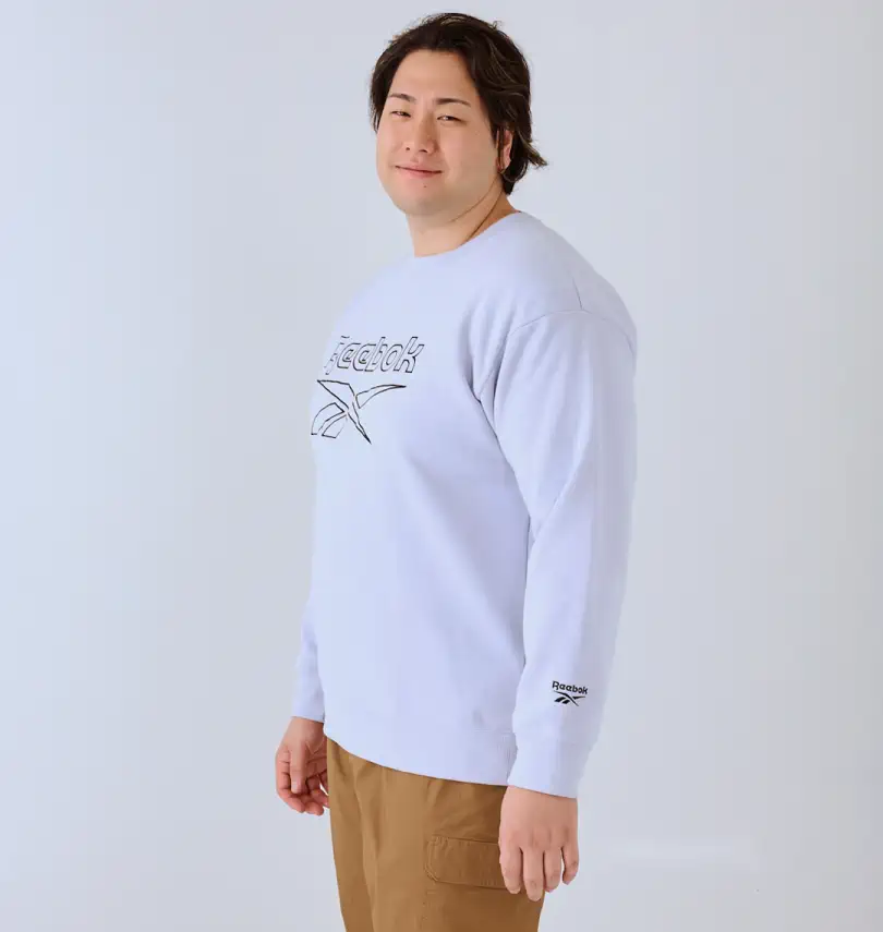 大きいサイズ エステル裏起毛クルートレーナー | Reebok (リーボック