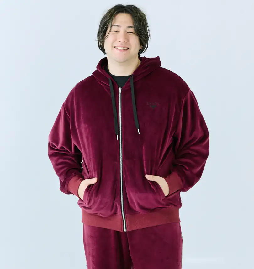フルジップパーカー ベロア パーカー セール VELOUR ZIP PRAKA CURSIVE