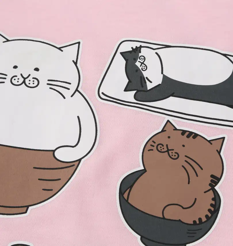 大きいサイズ T/C天竺ねこまんま定食半袖Tシャツ | おもしろシリーズ
