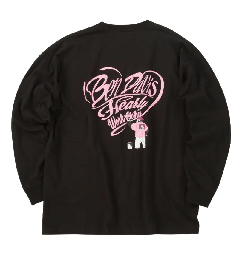 大きいサイズ ハートスクリプトロゴ長袖Tシャツ | BEN DAVIS (ベン
