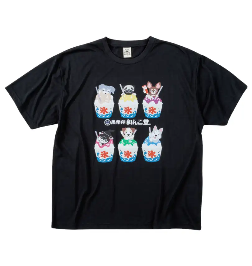 大きいサイズ かき氷いろんな犬たち半袖Tシャツ | 黒柴印和んこ堂