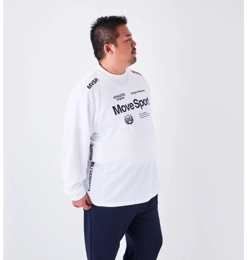 大きいサイズ ドライメッシュオーセンティックロゴ長袖Tシャツ
