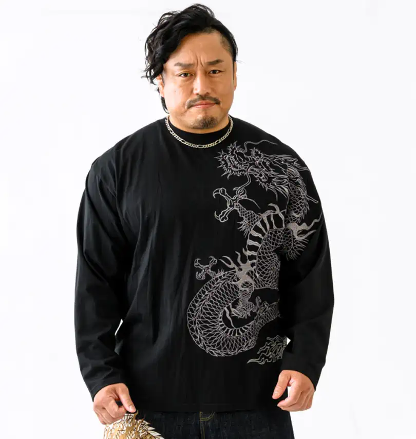 大きいサイズ 龍の戯れ長袖Tシャツ | 絡繰魂 (カラクリタマシイ