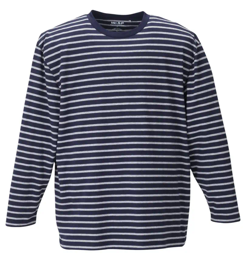 大きいサイズ オーガニックコットンボーダークルーネック長袖tシャツ Mc S P エムシーエスピー 大きいサイズのメンズ服通販ミッド 1278 2361