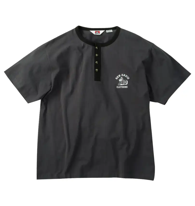 大きいサイズ リンガーヘンリーネック半袖Tシャツ | BEN DAVIS (ベン