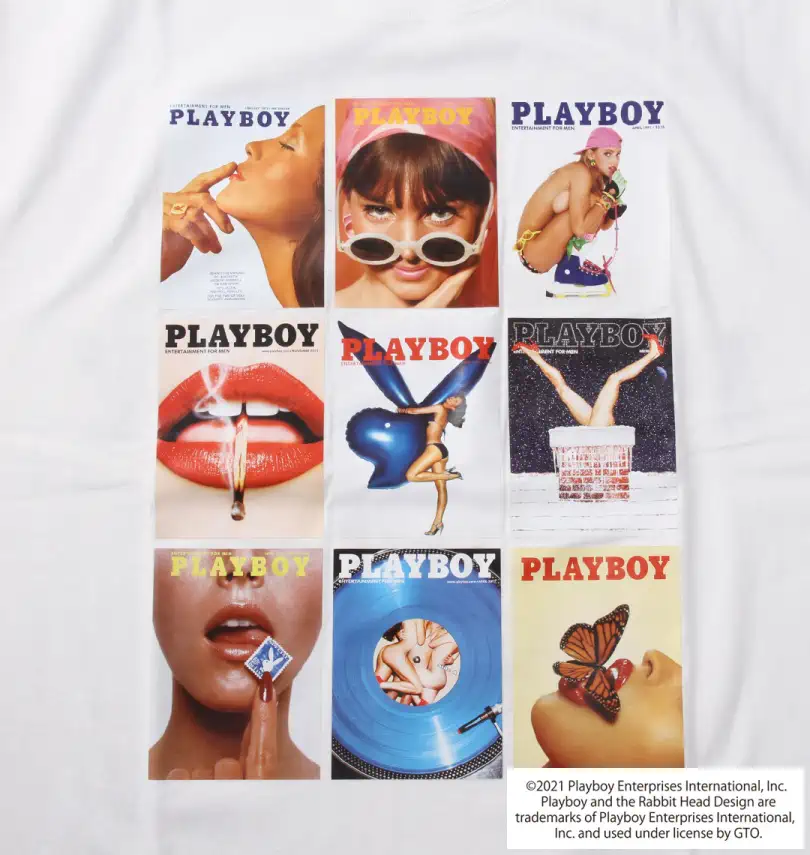 大きいサイズ カラー転写シートプリント半袖Tシャツ | PLAYBOY