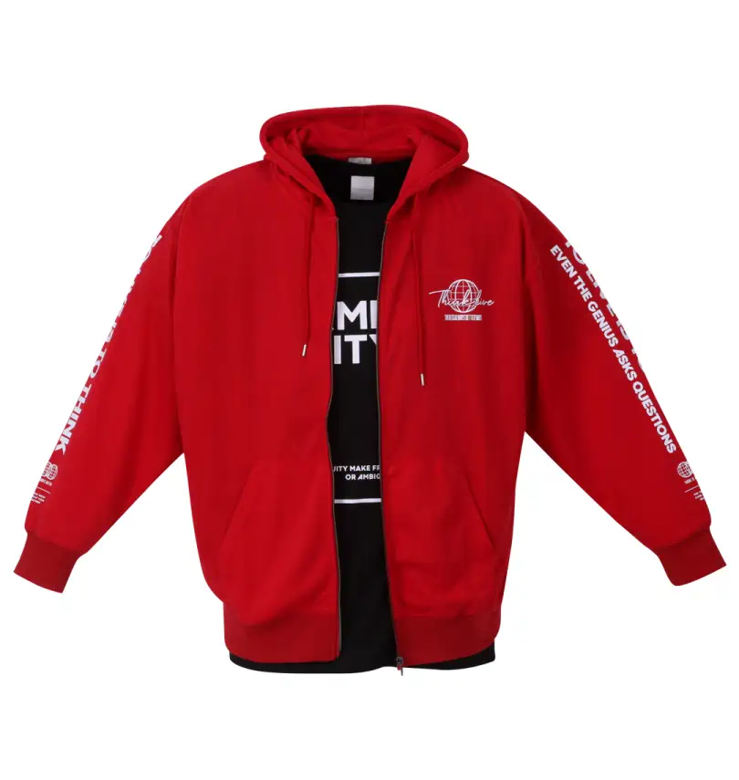 大きいサイズ ダンボール4面プリントフルジップパーカー+半袖Tシャツ