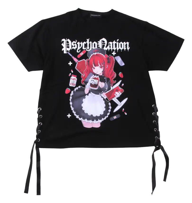 大きいサイズ サイコ×寝田ルネ ナース半袖Tシャツ | PSYCHO NATION