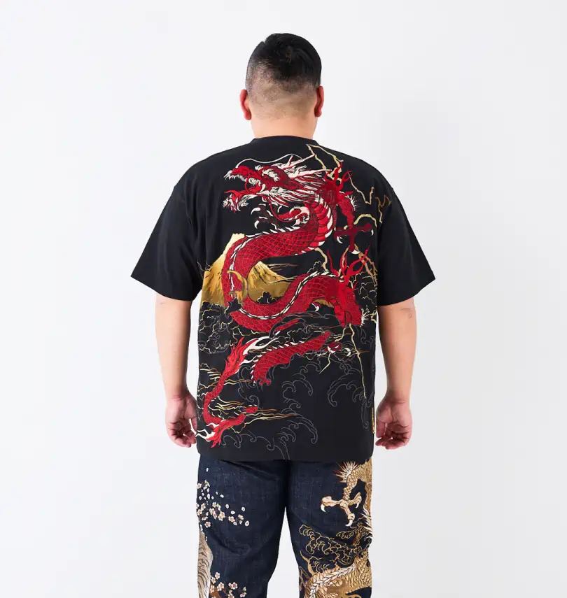大きいサイズ 龍×富士半袖Tシャツ | 絡繰魂 (カラクリタマシイ