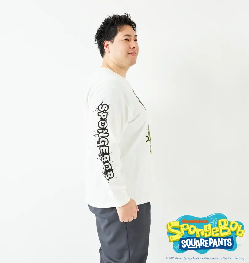 大きいサイズ 天竺プリント長袖Tシャツ | SPONGEBOB (スポンジ・ボブ 大きいサイズ 天竺プリント長袖Tシャツ | SPONGEBOB (スポンジ・ボブ
