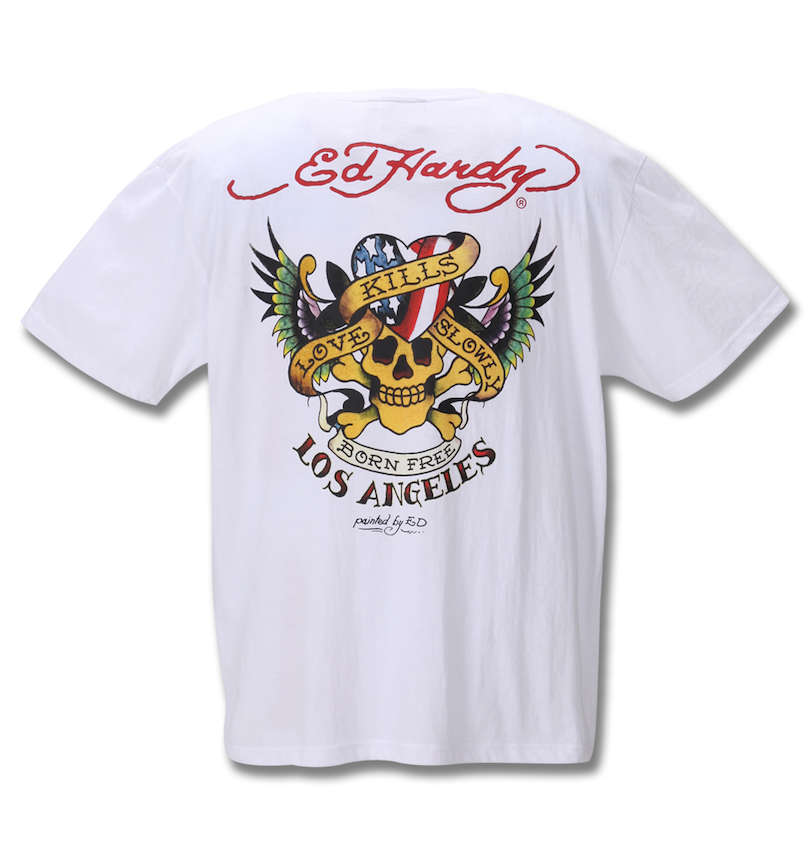 大きいサイズ メンズ Ed Hardy (エドハーディ) プリント半袖Tシャツ バックスタイル