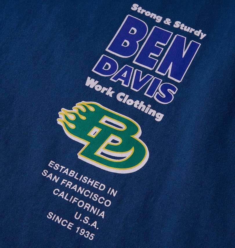 大きいサイズ メンズ BEN DAVIS (ベン デイビス) スポンサードエンブレム長袖Tシャツ フロントプリント