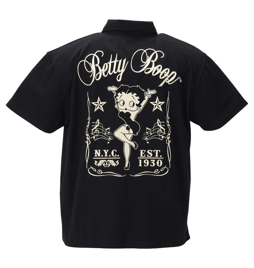 大きいサイズ メンズ BETTY BOOP (ベティ ブープ) 鹿の子刺繍プリント半袖ポロシャツ バックスタイル