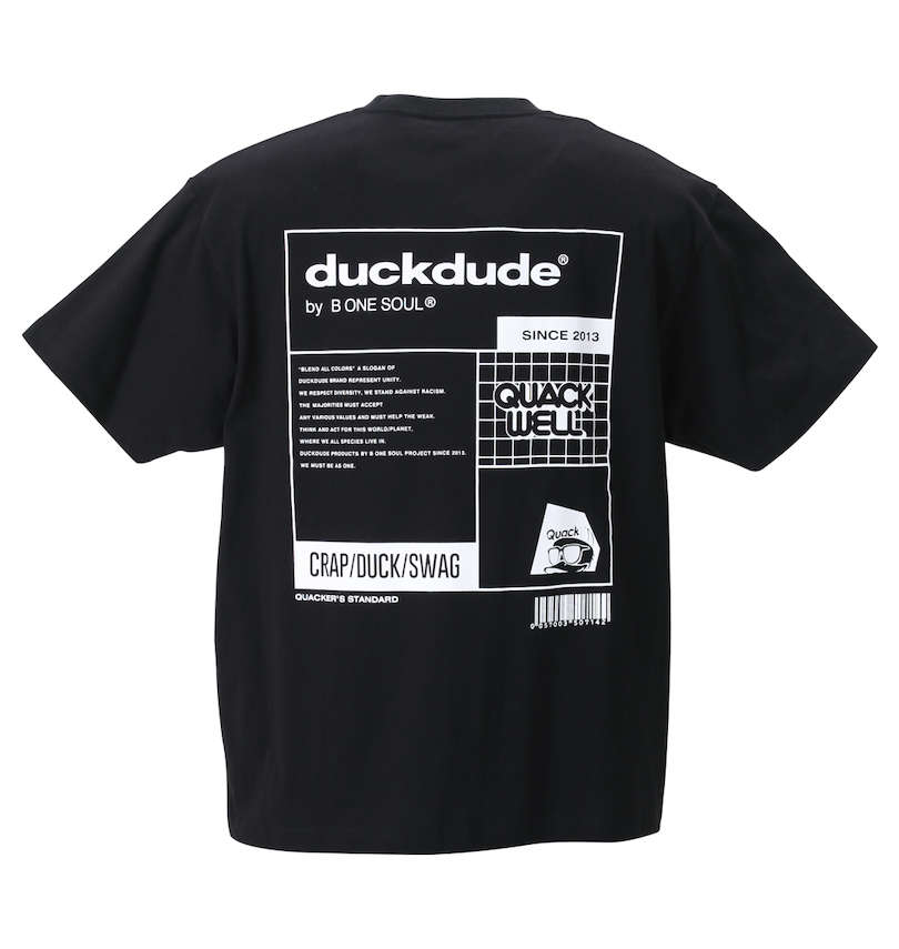 大きいサイズ メンズ b-one-soul (ビーワンソウル) DUCK DUDEメタリックフェイス半袖Tシャツ バックスタイル