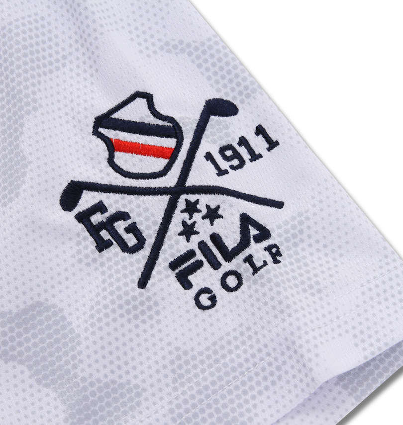 大きいサイズ メンズ FILA GOLF (フィラゴルフ) カモエンボス柄半袖ポロシャツ 左袖刺繡