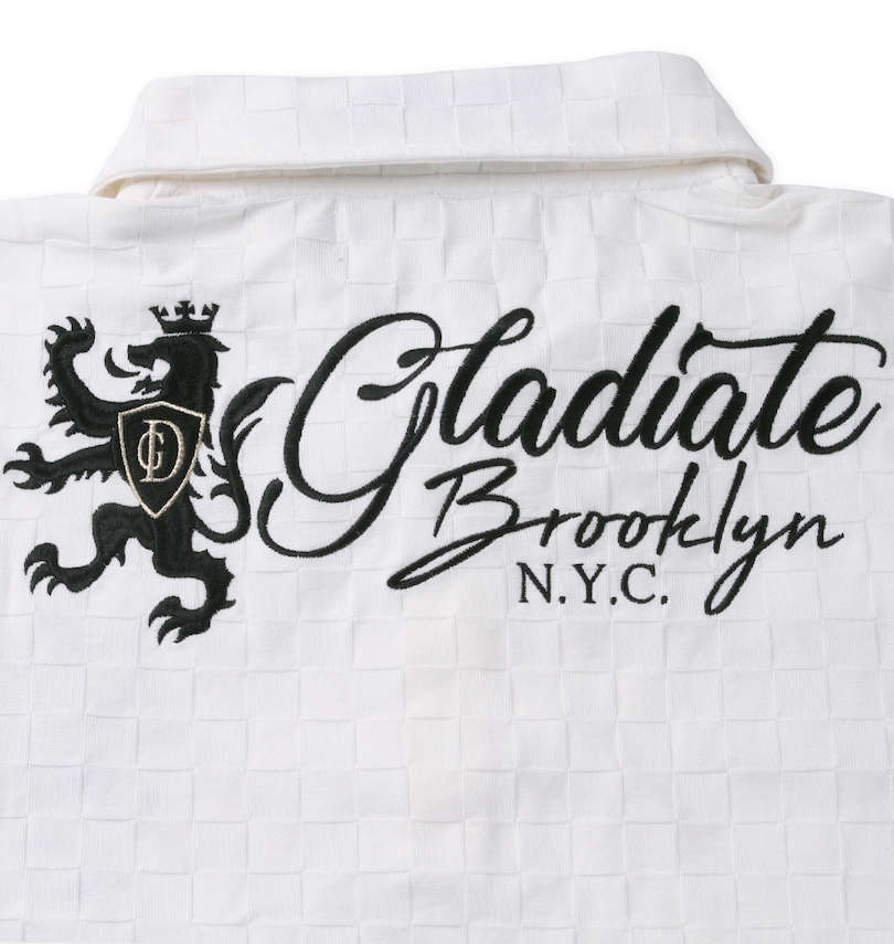 大きいサイズ メンズ GLADIATE (グラディエイト) 刺繍ブロックジャガード半袖ポロシャツ バック刺繍