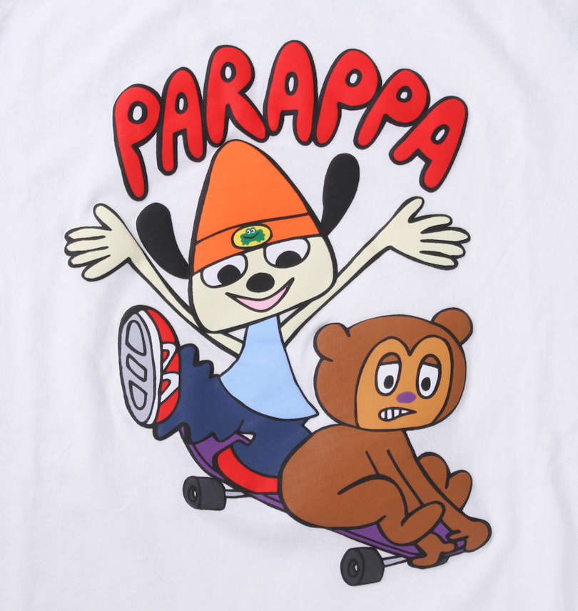 大きいサイズ メンズ Parappa The Rapper (パラッパラッパー) グラフィック発泡プリントラグラン長袖Tシャツ 