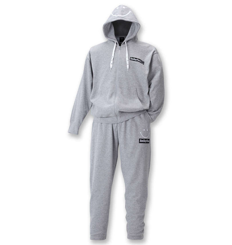 大きいサイズ メンズ SMILEY FACE (スマイリーフェイス) 裏起毛フルジップパーカーセット