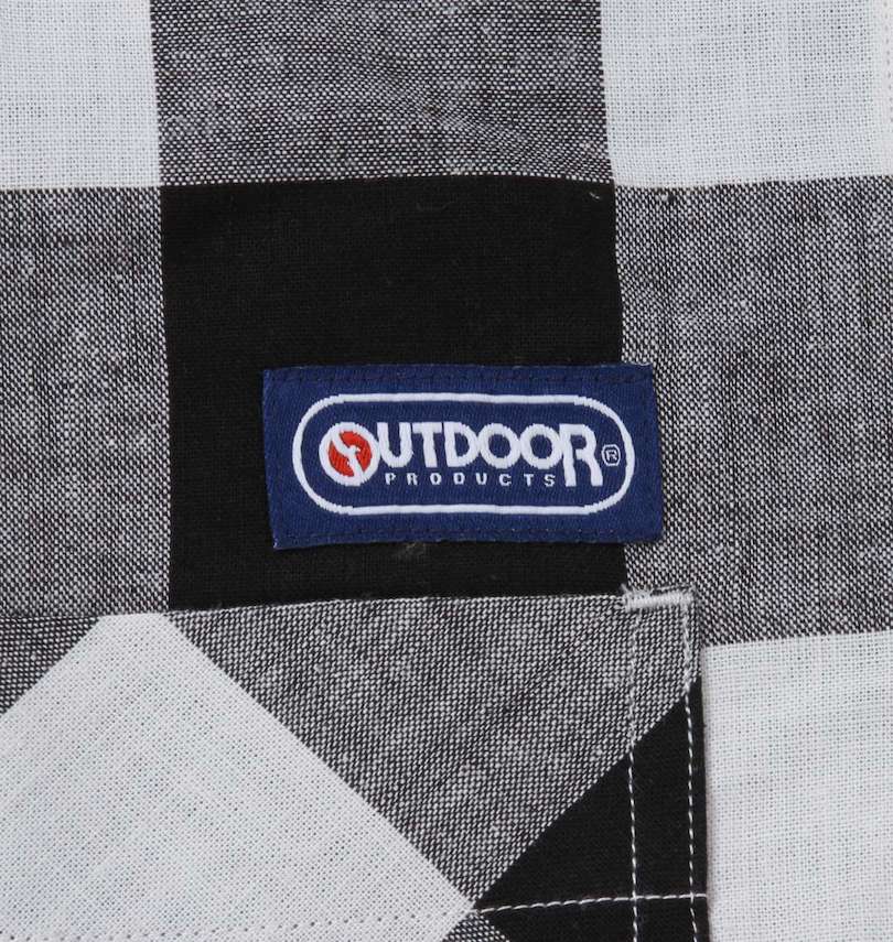 大きいサイズ メンズ OUTDOOR PRODUCTS (アウトドア プロダクツ) 綿麻ブロックチェック半袖シャツ 左胸ポケットワッペン