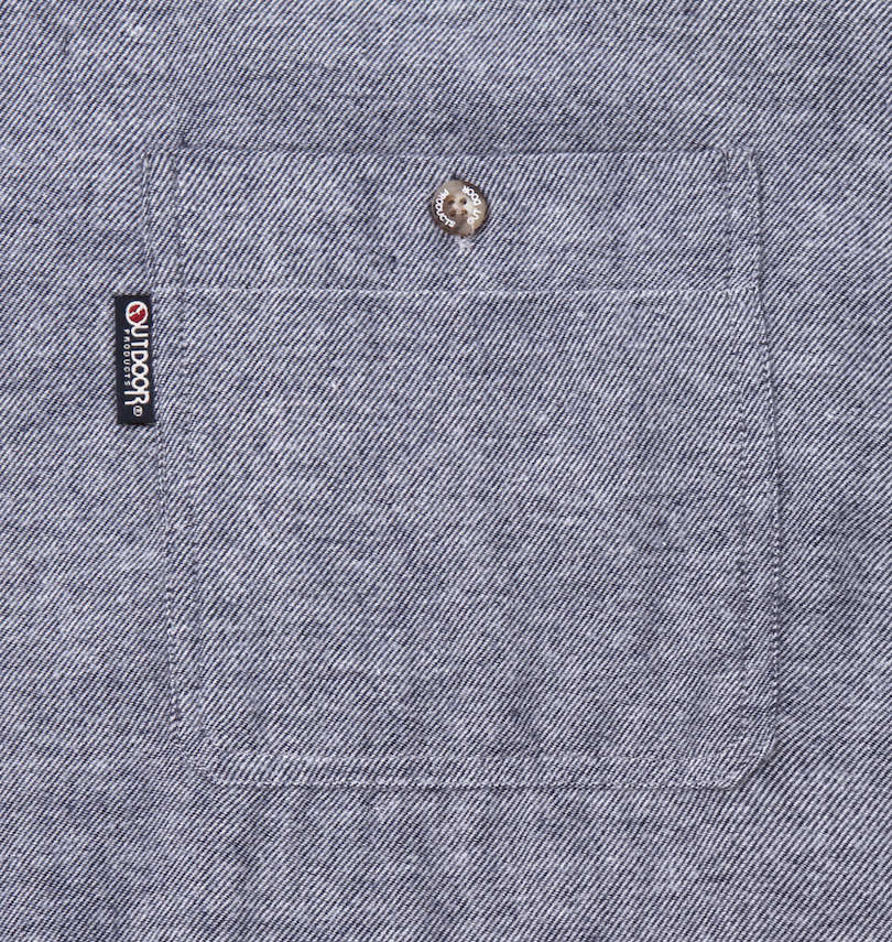 大きいサイズ メンズ OUTDOOR PRODUCTS (アウトドア プロダクツ) ロゴプリントデニム調ツイル長袖ネルシャツ 胸ポケット