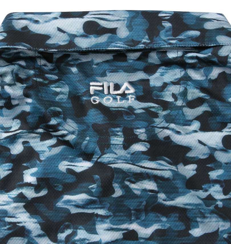 大きいサイズ メンズ FILA GOLF (フィラゴルフ) カモ柄半袖シャツ バック襟元刺繍