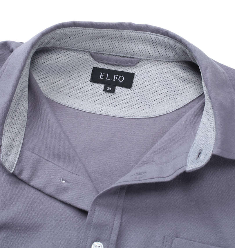 大きいサイズ メンズ EL.FO (エルフォ) ネルレギュラーカラー長袖シャツ 襟裏メッシュ