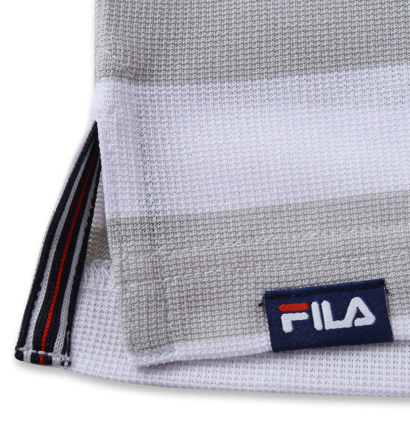 大きいサイズ メンズ FILA GOLF (フィラゴルフ) ボーダーラガー半袖シャツ 裾サイドスリット・ピスネーム