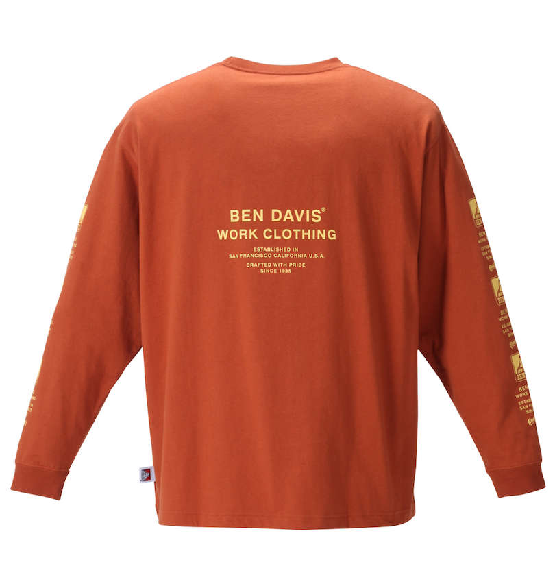 大きいサイズ メンズ BEN DAVIS (ベン デイビス) 天竺長袖Tシャツ バックスタイル