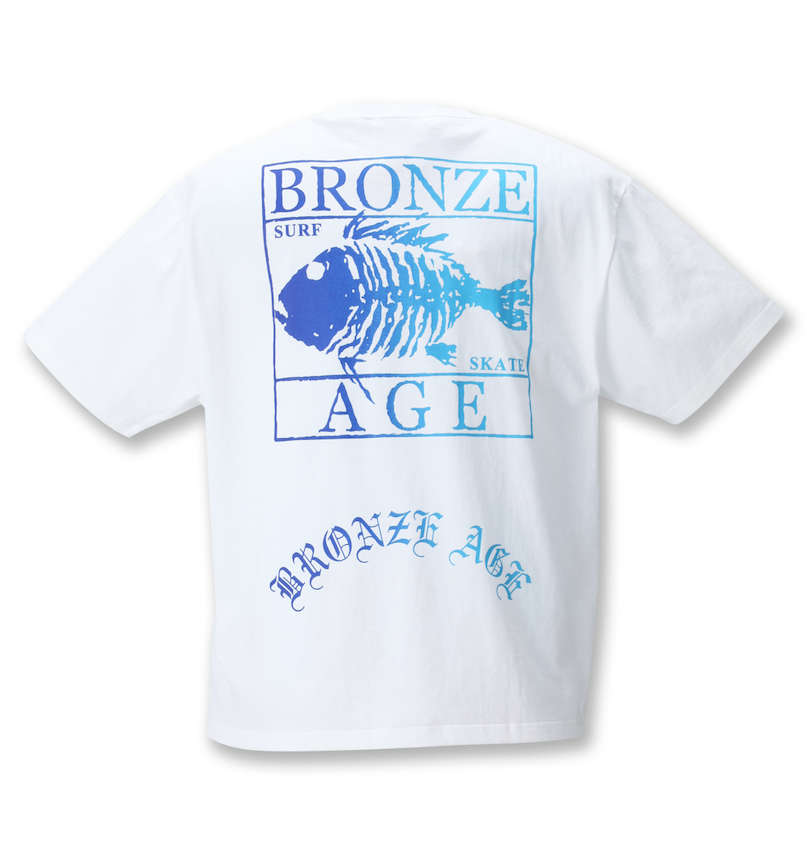 大きいサイズ メンズ BRONZE AGE (ブロンズエイジ) 刺繍&プリント半袖Tシャツ（総丈71cm） バックスタイル