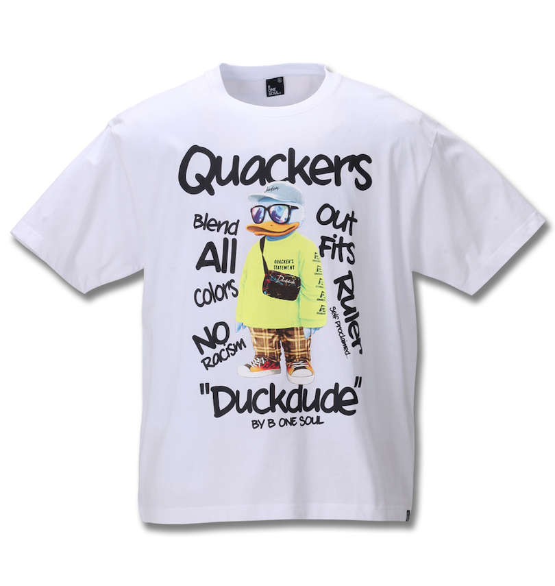 大きいサイズ メンズ b-one-soul (ビーワンソウル) DUCK DUDEスワッグダック半袖Tシャツ 