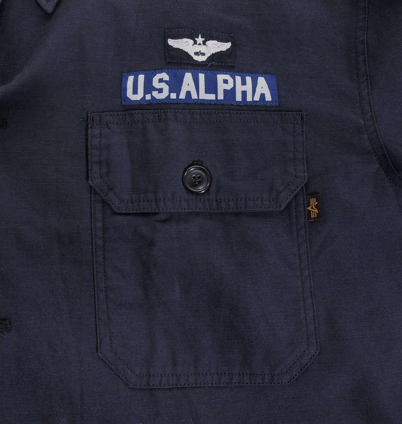 大きいサイズ メンズ ALPHA INDUSTRIES (アルファ インダストリーズ) OG 107 SATIN PATCHEDシャツ ポケット