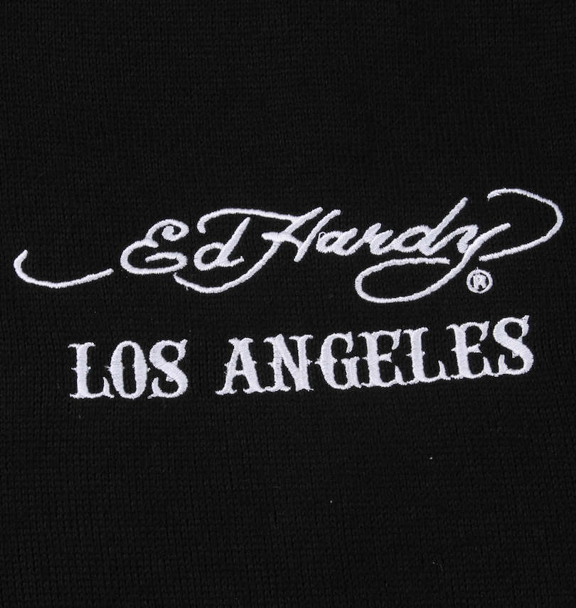 大きいサイズ メンズ Ed Hardy (エドハーディ) ニットフリース刺繍&プリントフルジップパーカー 刺繍