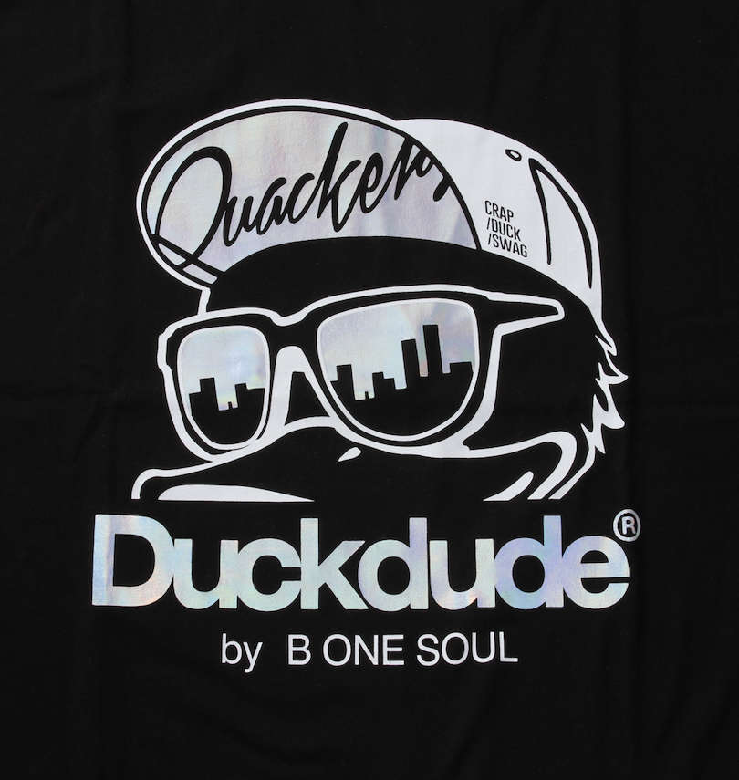 大きいサイズ メンズ b-one-soul (ビーワンソウル) DUCK DUDEメタリック半袖Tシャツ フロントプリント