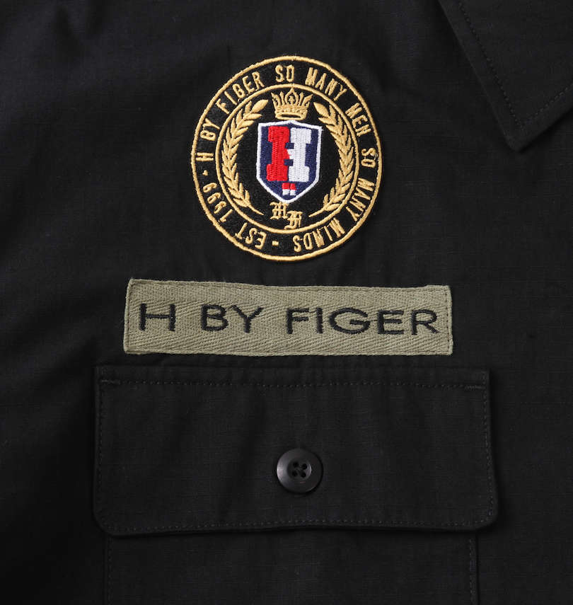 大きいサイズ メンズ H by FIGER (エイチバイフィガー) 半袖ミリタリーシャツ 
