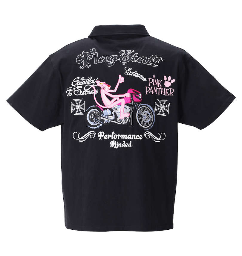 大きいサイズ メンズ PINK PANTHER×FLAGSTAFF (フラッグスタッフ) ピンクパンサー半袖ポロシャツ バックスタイル