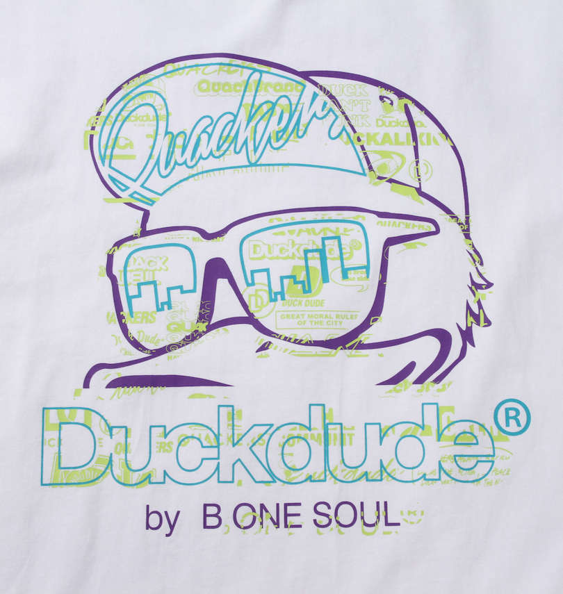 大きいサイズ メンズ b-one-soul (ビーワンソウル) DUCK DUDEネオンロゴ半袖Tシャツ 