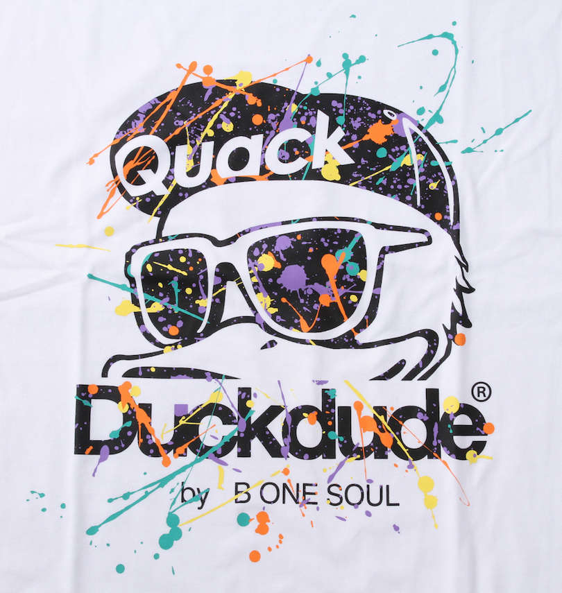 大きいサイズ メンズ b-one-soul (ビーワンソウル) DUCK DUDEスプラッシュ半袖Tシャツ フロントプリント