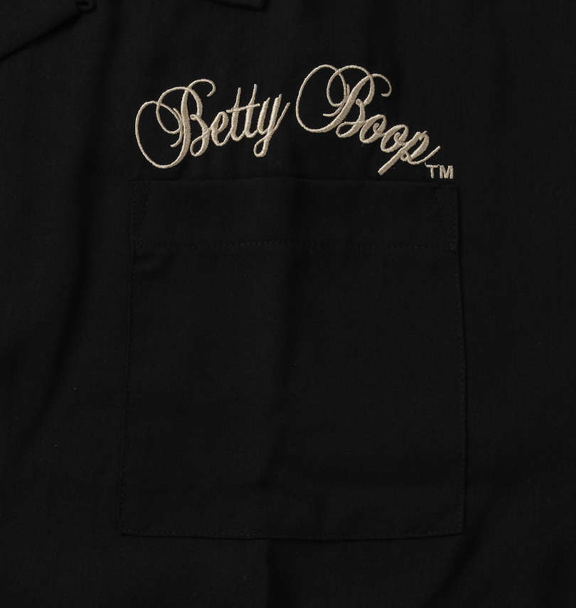 大きいサイズ メンズ BETTY BOOP (ベティ ブープ) 刺繍ストレッチ半袖オープンカラーシャツ 胸ポケット