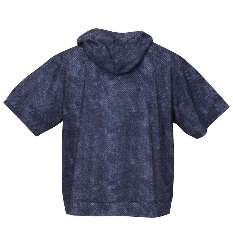 大きいサイズ メンズ COLLINS (コリンズ) メッシュデニム風プリント半袖フルジップパーカー+半袖Tシャツ
                        バックスタイル