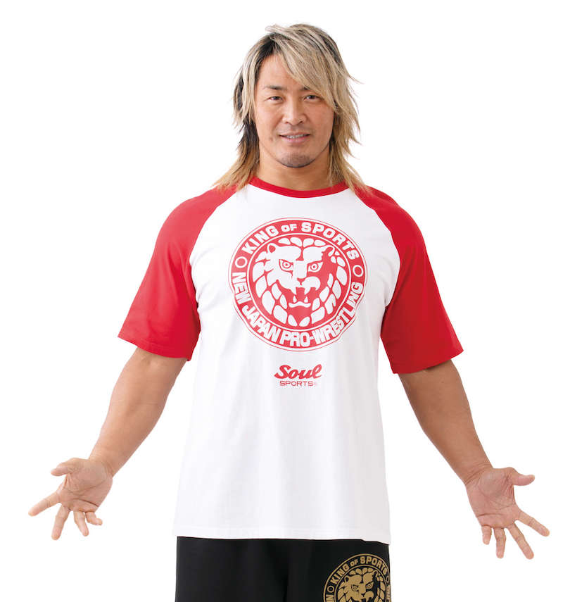 大きいサイズ メンズ SOUL SPORTS×新日本プロレス (ソウル×シンニホンプロレス) ラグラン半袖Tシャツ 