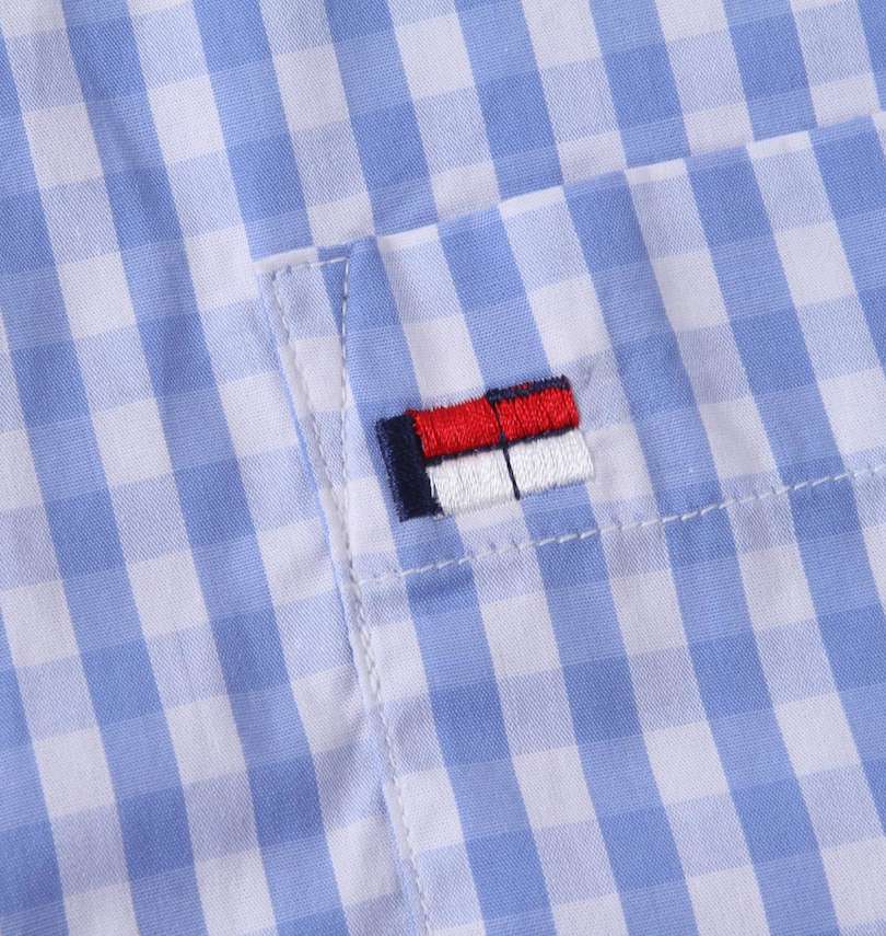 大きいサイズ メンズ H by FIGER (エイチバイフィガー) ギンガムチェックB.D半袖シャツ ポケットの刺繍