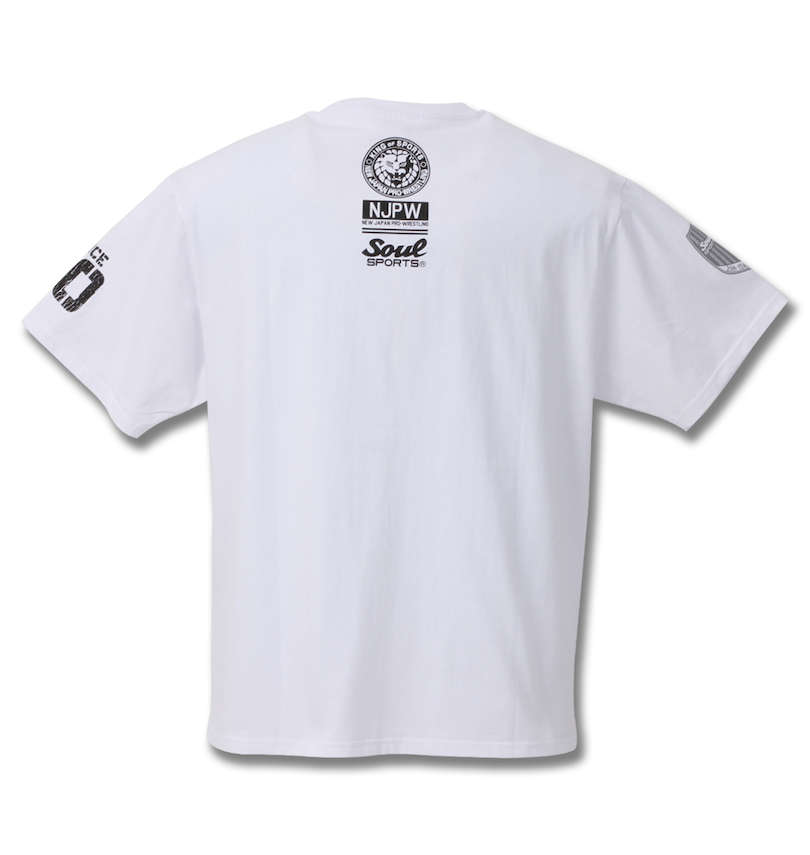 大きいサイズ メンズ SOUL SPORTS×新日本プロレス (ソウル×シンニホンプロレス) コラボ20thライオンロゴ半袖Tシャツ バックスタイル