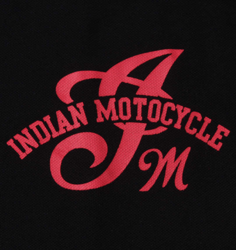 大きいサイズ メンズ INDIAN MOTOCYCLE (インディアンモトサイクル) プリント&刺繍鹿の子半袖ポロシャツ 胸プリント