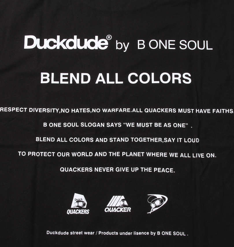 大きいサイズ メンズ b-one-soul (ビーワンソウル) DUCK DUDEメタリック半袖Tシャツ バックプリント
