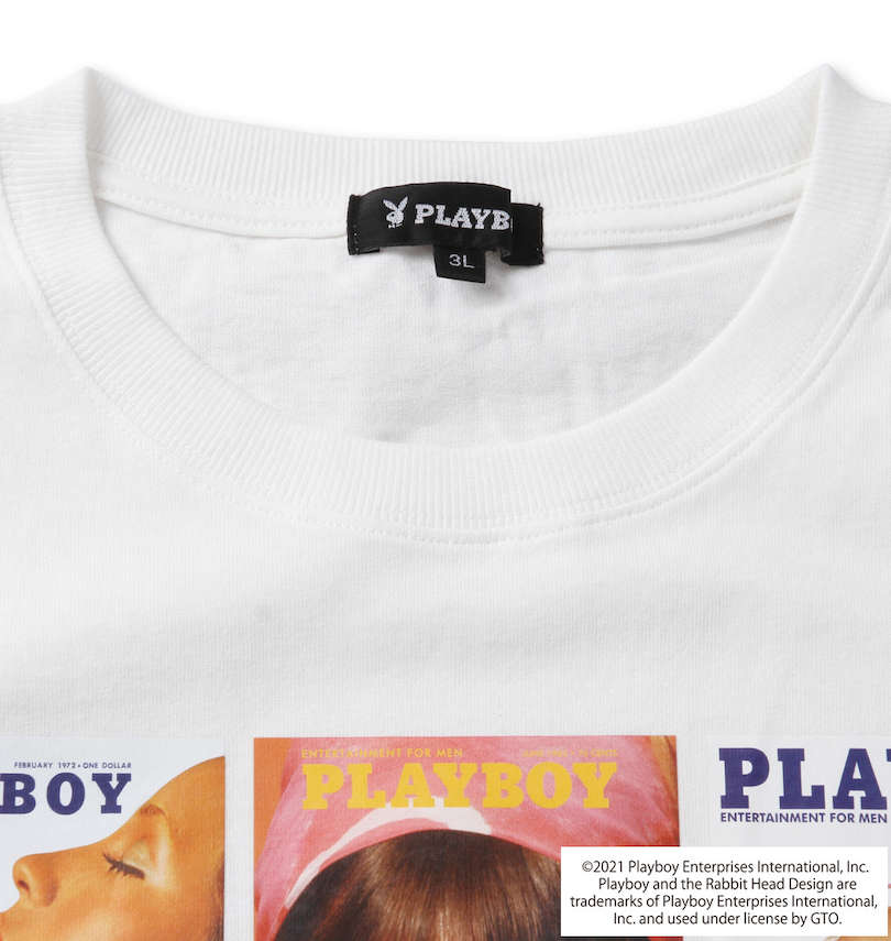 大きいサイズ メンズ PLAYBOY (プレイボーイ) カラー転写シートプリント半袖Tシャツ 