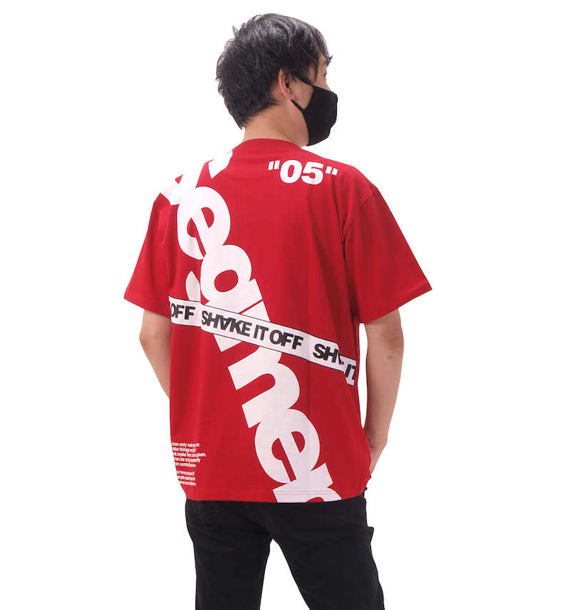 大きいサイズ メンズ b-one-soul (ビーワンソウル) モードBIGロゴ半袖Tシャツ モデル着用バックスタイル