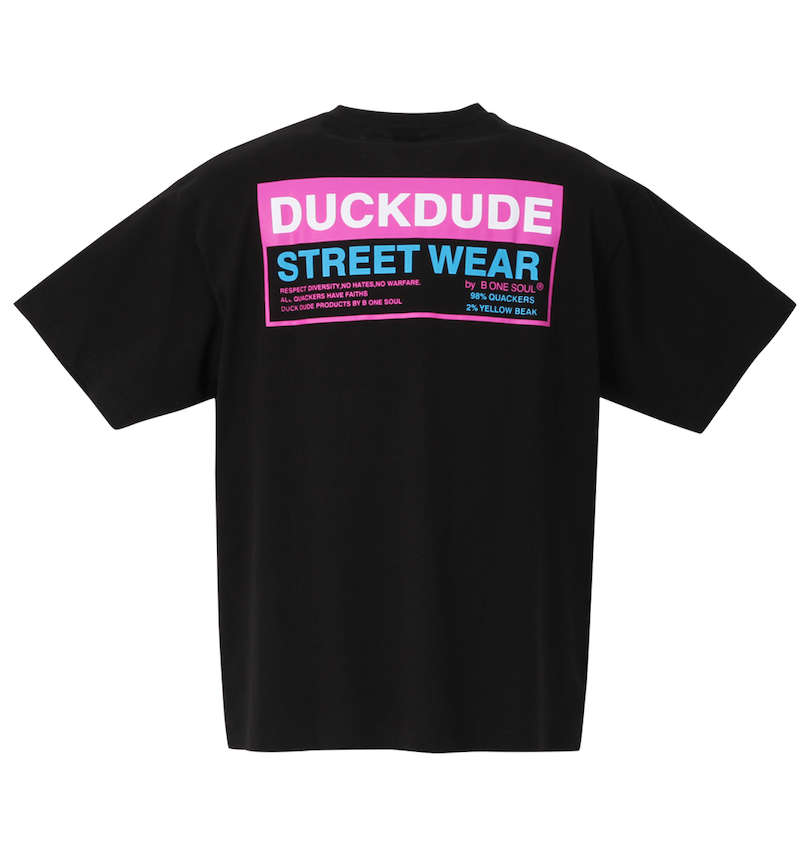 大きいサイズ メンズ b-one-soul (ビーワンソウル) DUCK DUDE STOREロゴ半袖Tシャツ バックスタイル