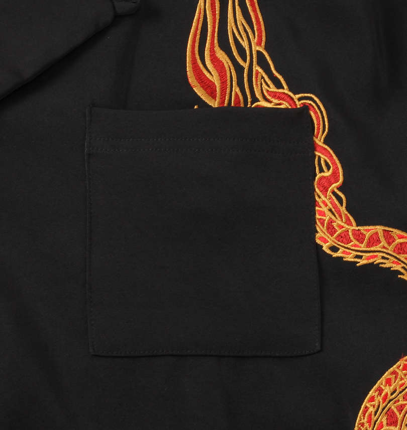大きいサイズ メンズ 絡繰魂 (カラクリタマシイ) 逆鱗刺繍半袖シャツ 胸ポケット