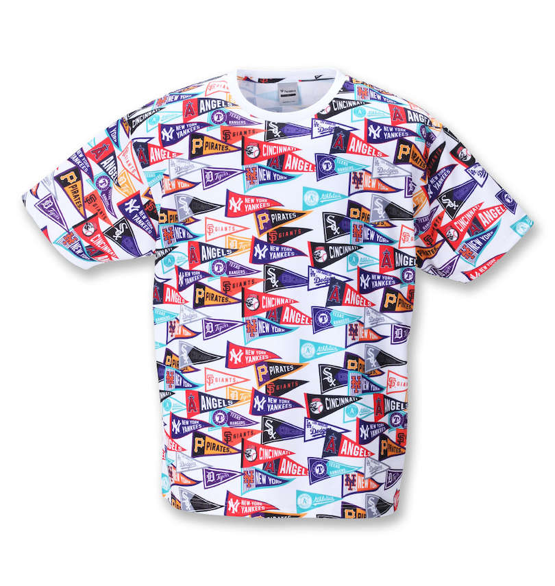 大きいサイズ メンズ Fanatics (ファナティクス) MLBフラッグ総柄プリント半袖Tシャツ 